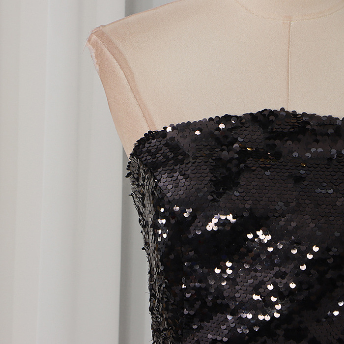 Strapless Sequin Maxi Dress - Black