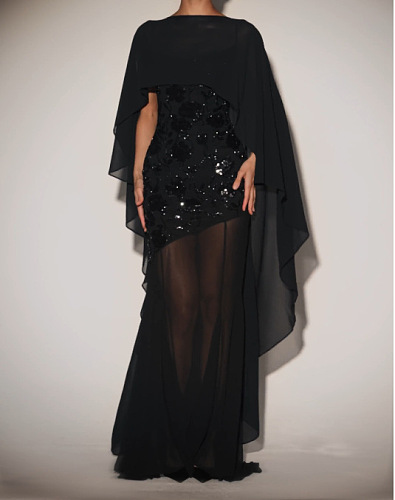 Strapless Sequin Maxi Dress - Black