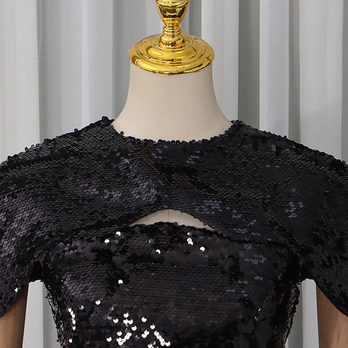 Strapless Sequin Maxi Dress - Black