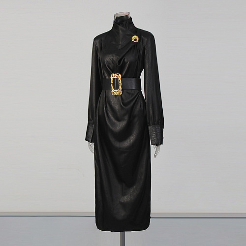 Draped Belted Midi Dress