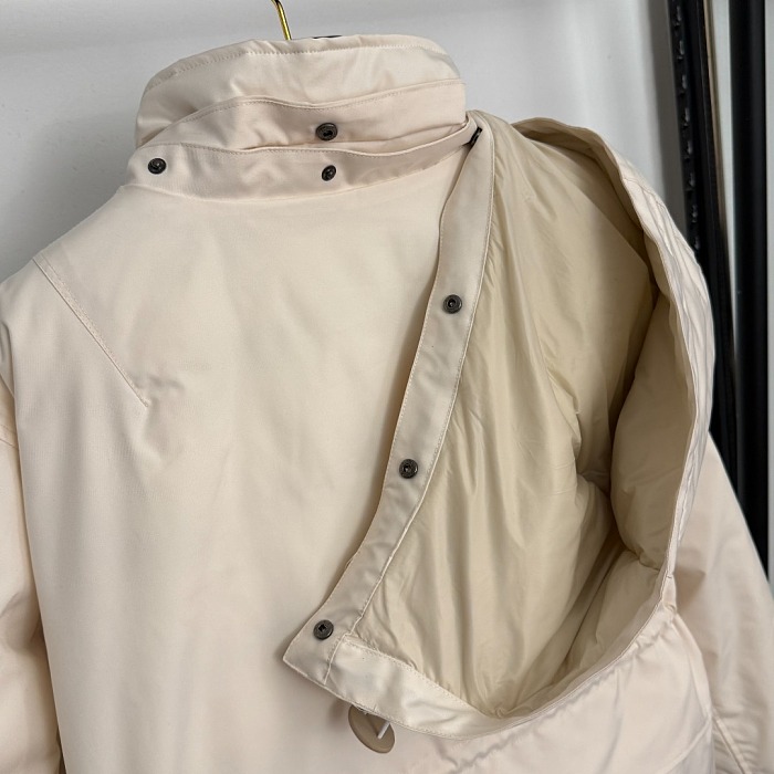 Detachable Hood Cinch Waist Four Pocket Down Jacket Coat