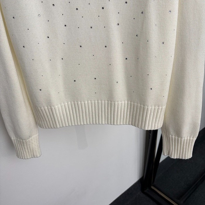 Sparkling Rhinestone Letter Graphic Crewneck Pullover Knit Sweater