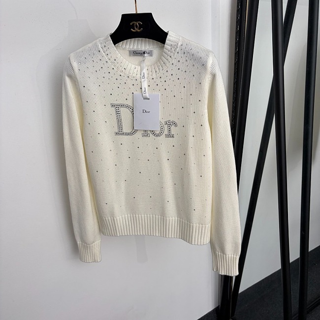 Sparkling Rhinestone Letter Graphic Crewneck Pullover Knit Sweater