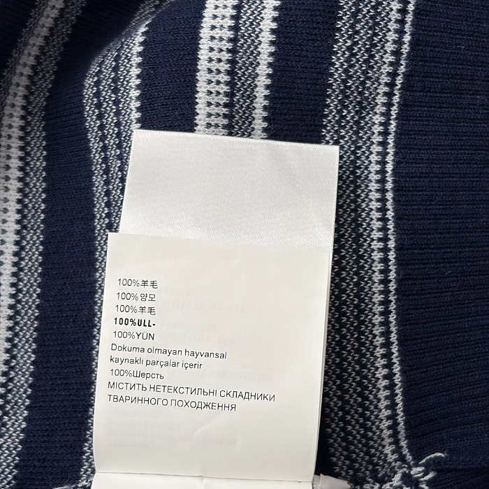 Contrast Stripe Lapel Wool Knit Cardigan