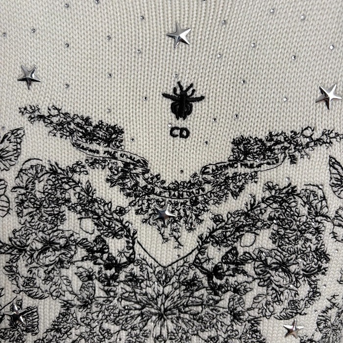 Star Rhinestone And Butterfly Embroidery Knit Tank Top