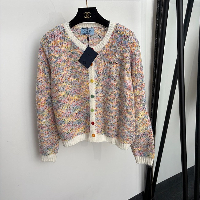 Colorful Button Ombre Long Sleeve Knit Cardigan