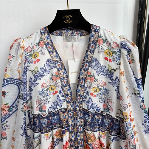 Vintage Floral Print V-Neck Fitted Long Sleeve Maxi Dress