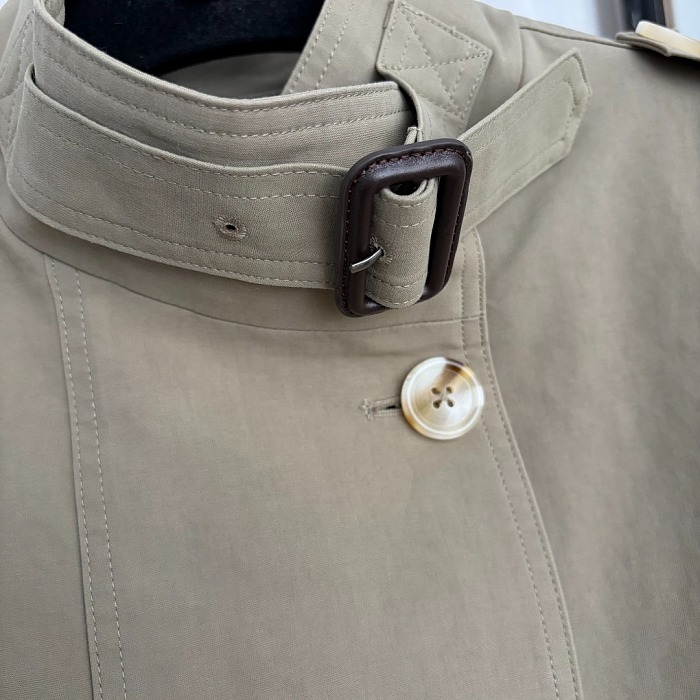 Single-Breasted Stand Collar Long Sleeve Trench Coat