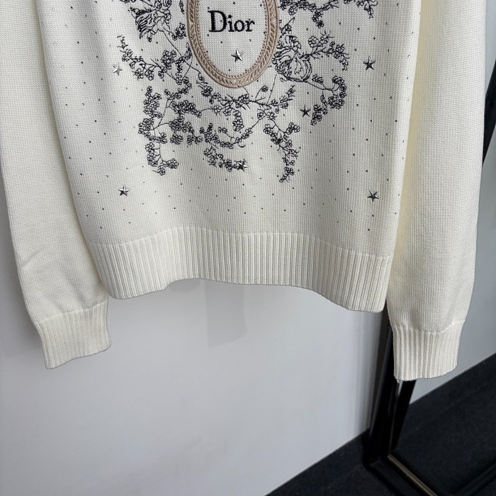 Bow Letter Embroidery And Rhinestone Star Pullover Knit Top