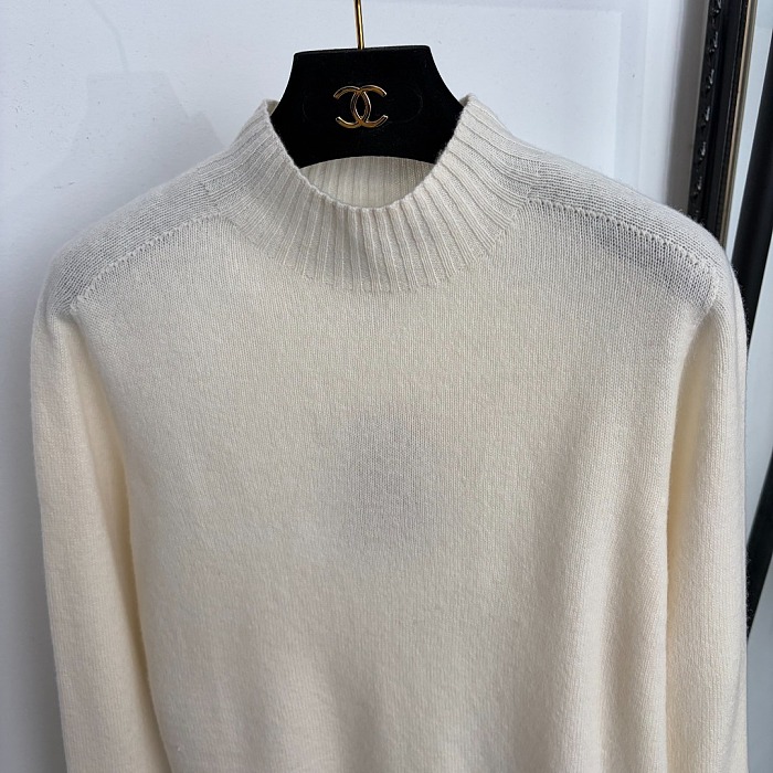 Metallic Ring Detail Mock Neck Wool Blend Knit Sweater