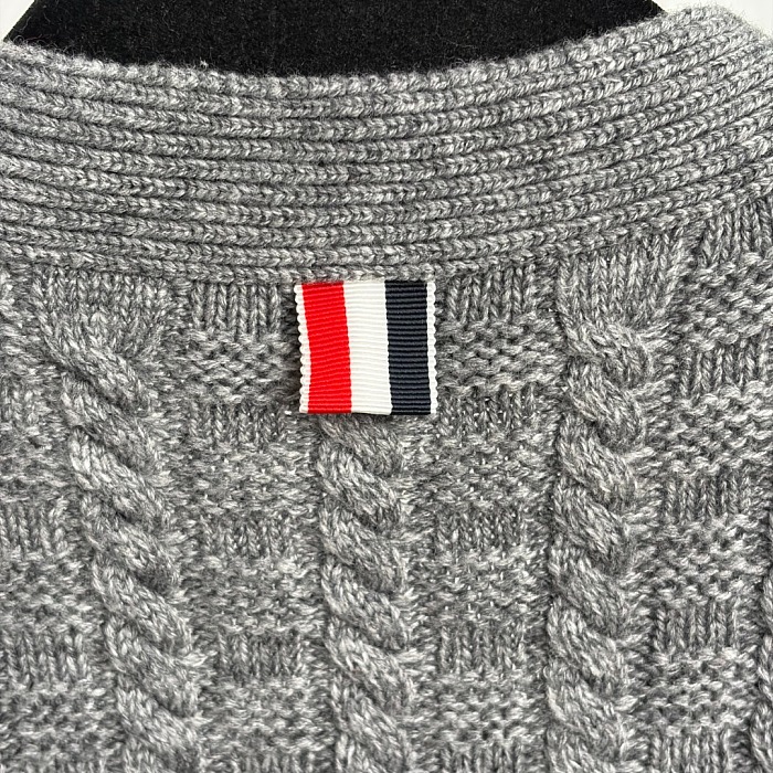 Colorblock Anchor Cable Knit Wool Pullover Sweater