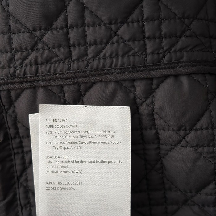 Black Quilted Silk Satin Macrocannage Jacket