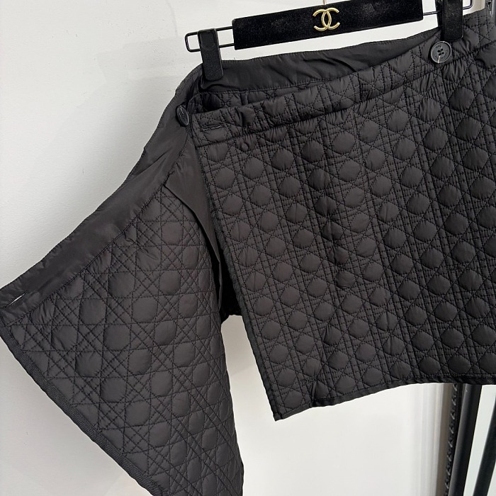 Quilted Embroidered Cotton Puffer Mini Skirt