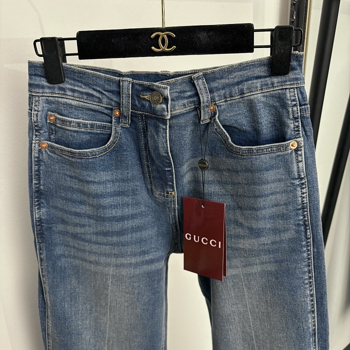 High Waist Slimming Red Graphic Patch Flare Denim Pants