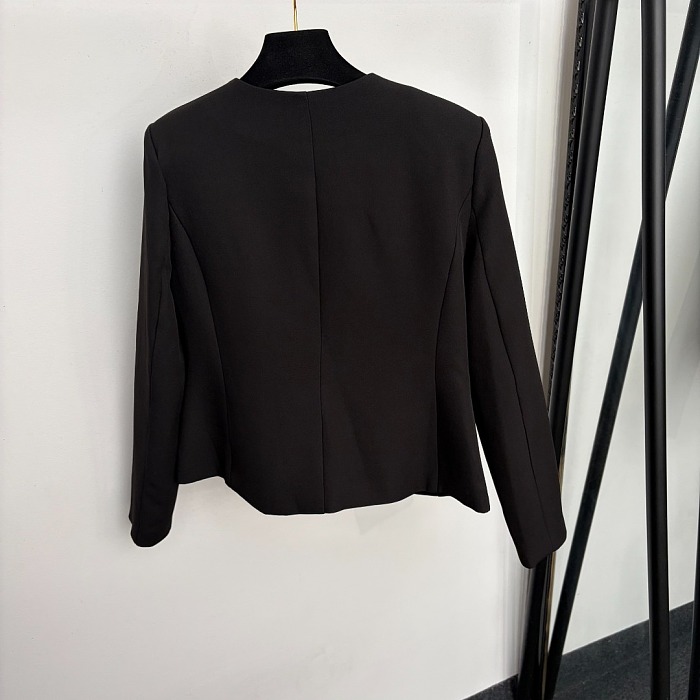 Gold Lock Carriage Button Slim Fit Long Sleeve Blazer
