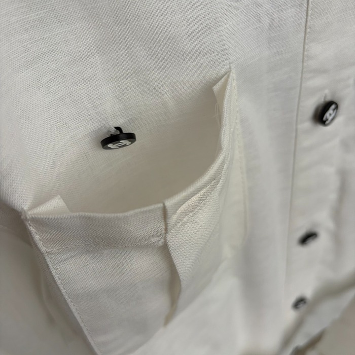 Chic Contrast Trim Linen Shirt With Belt And Metallic Buttons