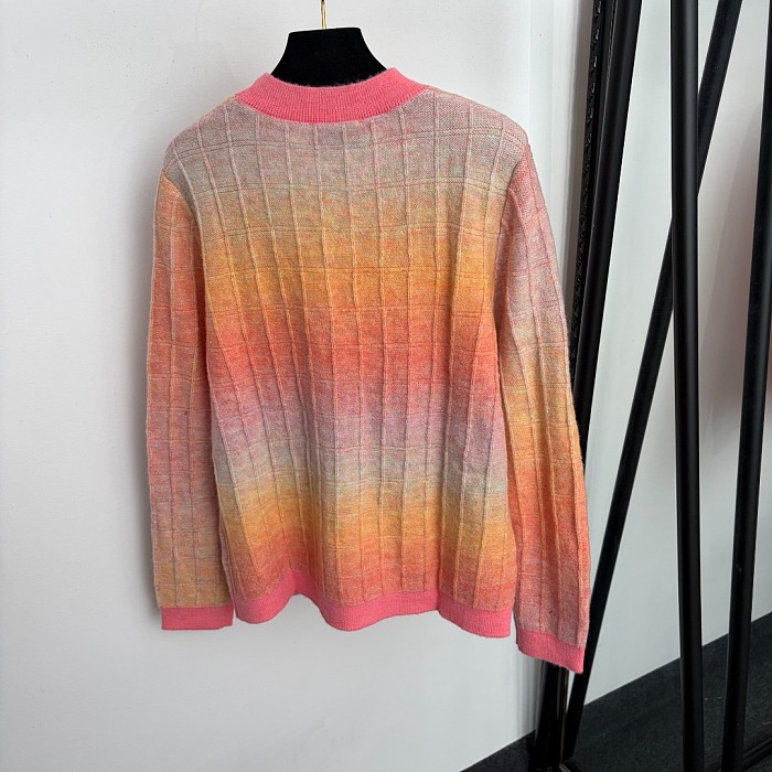 Beaded Letter Print V-Neck Wool Knit Cardigan