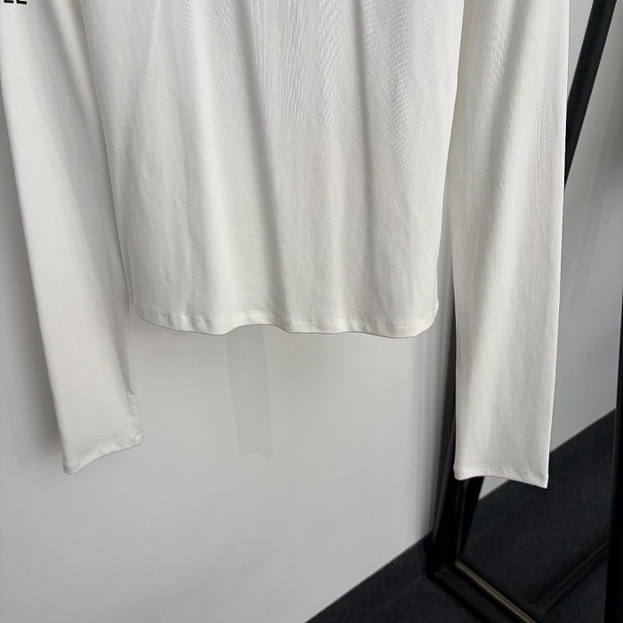 Contrast Color Letter Print Cotton Long Sleeve Tee