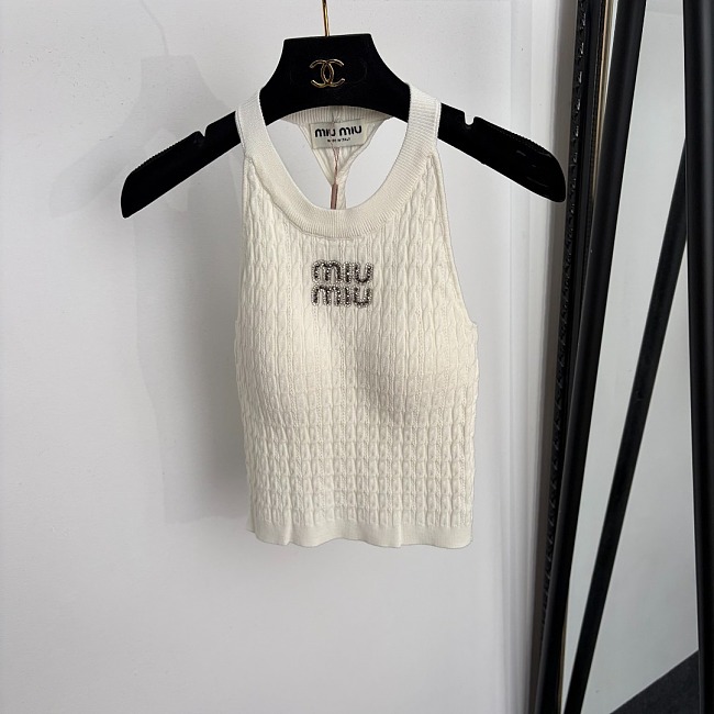Rhinestone Letter Print Padded Ribbed Knit Cami Top