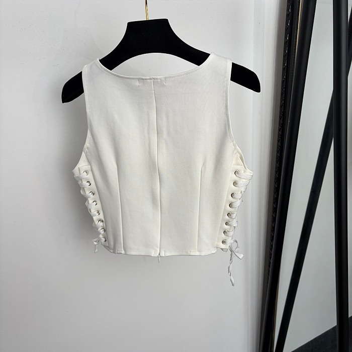 Side Lace Up Waist Fitted Crop Cami Top
