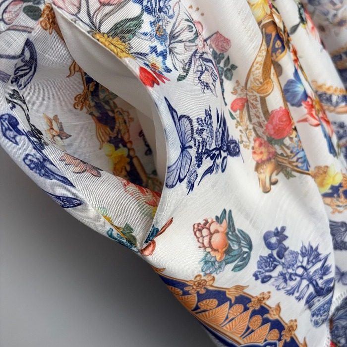 Vintage Floral Print V-Neck Fitted Long Sleeve Maxi Dress