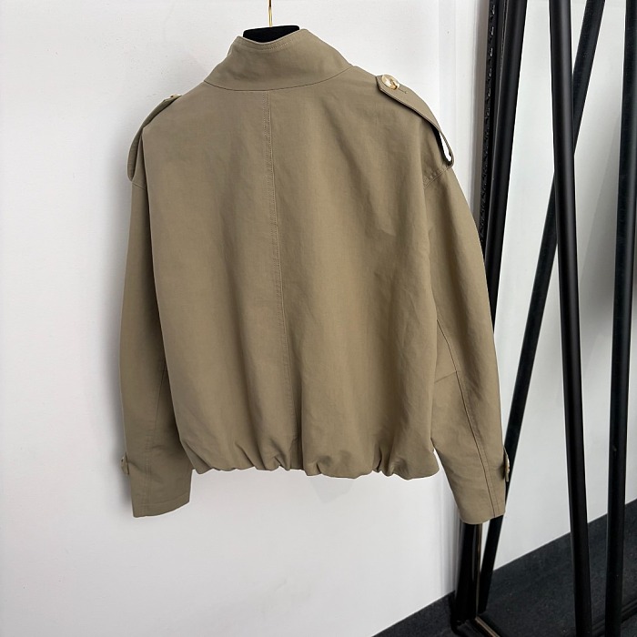 Single-Breasted Stand Collar Long Sleeve Trench Coat