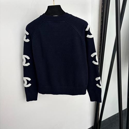 Letter Print Terry Embroidery Star Rhinestone Pullover Knit Sweater