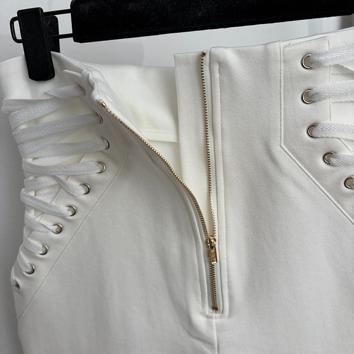 Medusa Portrait Graphic High Waist Lace Up Skinny Bootcut Pants