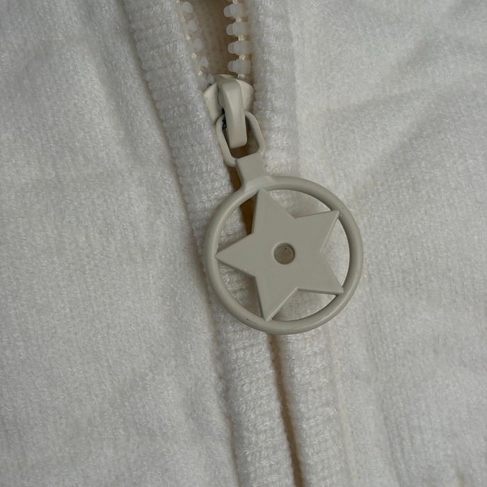 Star Embroidered Zip Up Long Sleeve Knit Cardigan