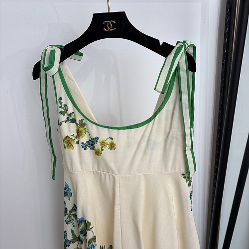 Elegant Floral Print Bow Strap Sleeveless Maxi Dress