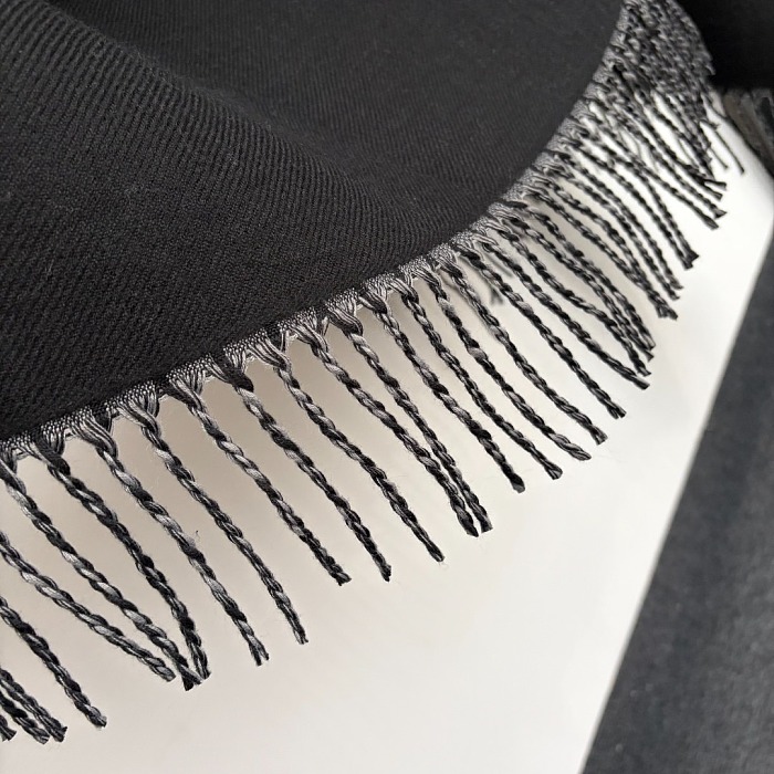Reversible Plaid Letter Graphic Fringe Hem Cashmere Knit Cardigan Shawl