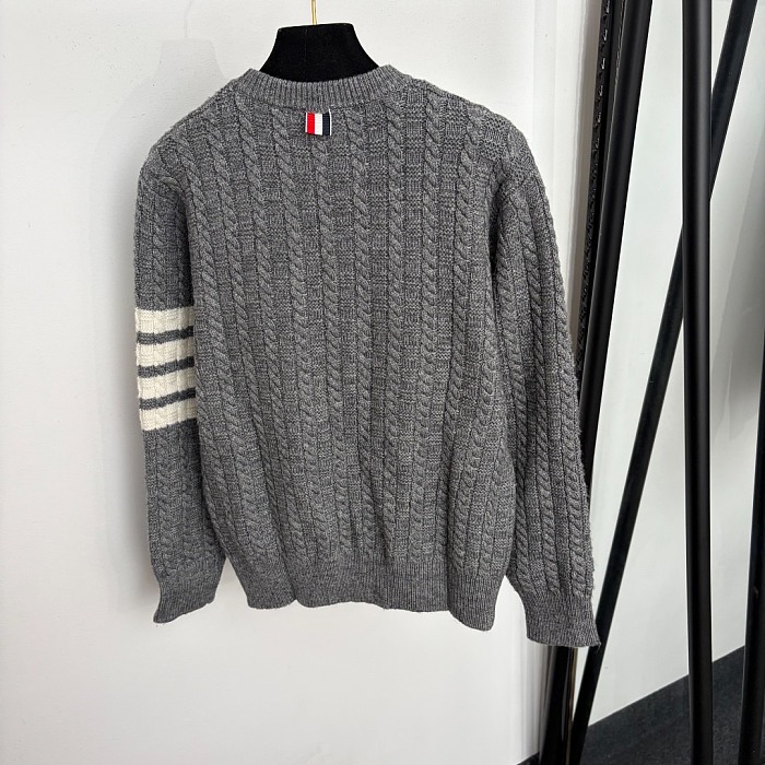 Colorblock Anchor Cable Knit Wool Pullover Sweater