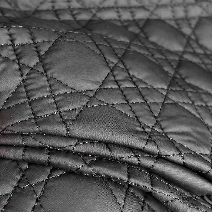 Diamond Quilted Embroidered Hooded Long Sleeve Puffer Jacket