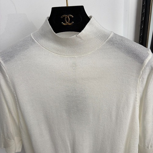 Metal Ring Accent Mock Neck Short Sleeve Knit Top