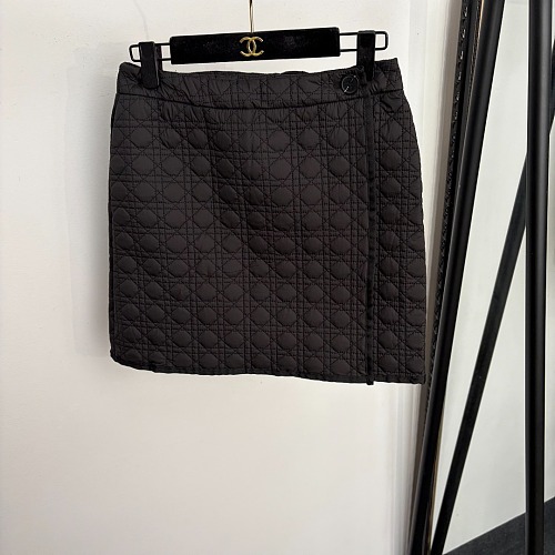 Quilted Embroidered Cotton Puffer Mini Skirt