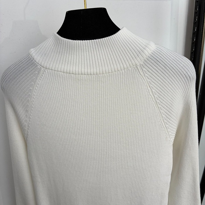 Triangle Icon Detail Zip Up Long Sleeve Knit Cardigan Top