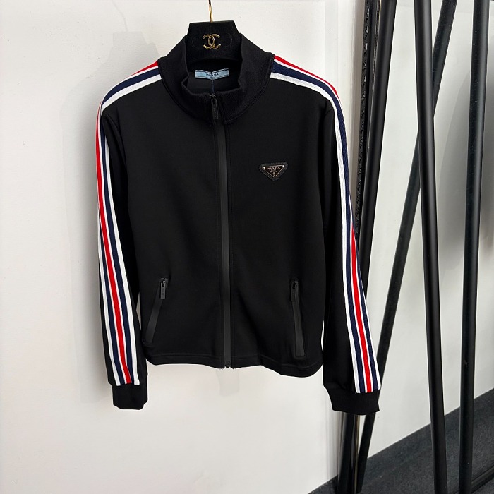 Colorblock Striped Stand Collar Zip Track Jacket And Jogger Pants Set