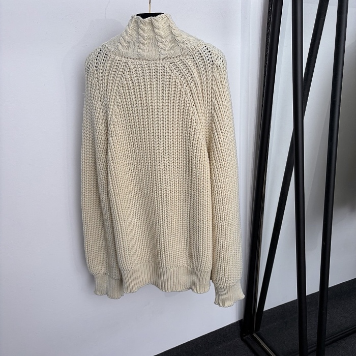 Toggle Button High Neck Chunky Wool Knit Cardigan Jacket