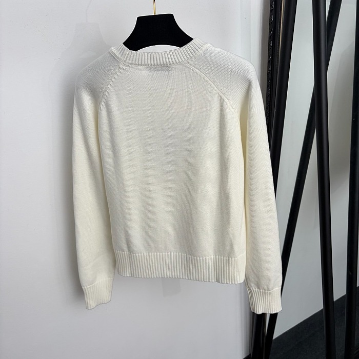 Star Rhinestone And Letter Embroidery Pullover Knit Top