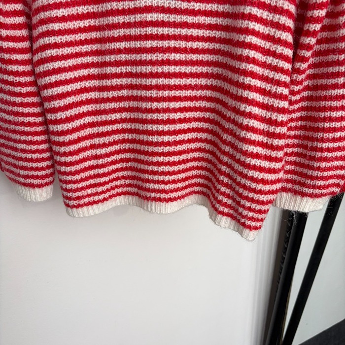 Striped Embroidered Icon Detail Ribbed Knit Short Sleeve Crop Top