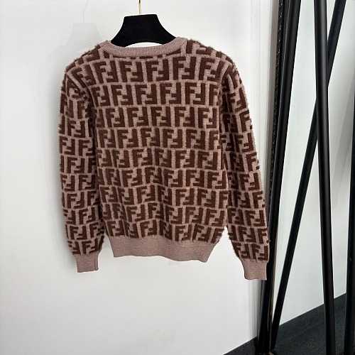 Fluffy Letter Jacquard Bow Tie Long Sleeve Knit Pullover