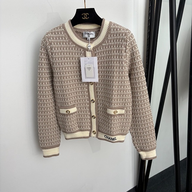 Striped Metallic Number 5 Button Long Sleeve Knit Cardigan
