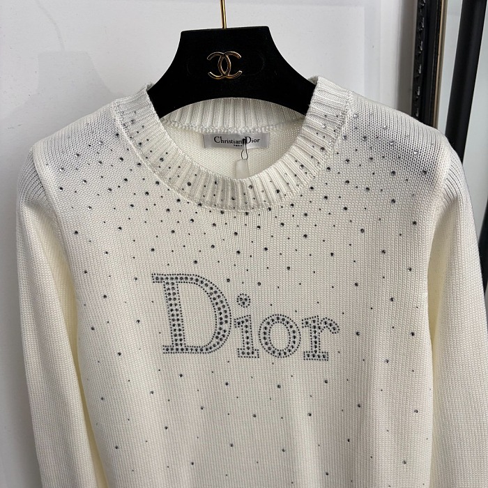 Sparkling Rhinestone Letter Graphic Crewneck Pullover Knit Sweater