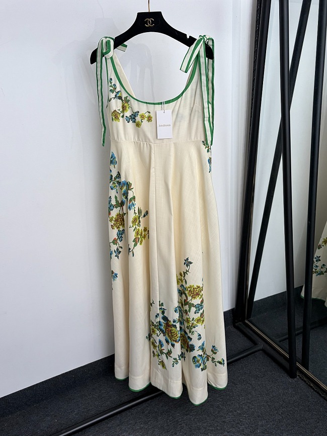 Elegant Floral Print Bow Strap Sleeveless Maxi Dress