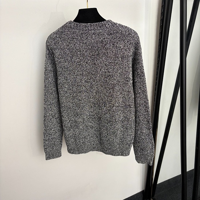 Cozy Faux Leather Patch Graphic Pullover Knit Sweater Top