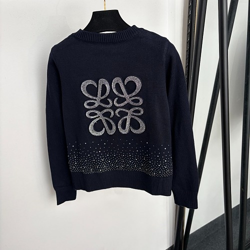 Rhinestone Graphic Back Ribbed Knit Cardigan