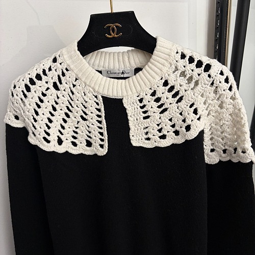 Open Knit Cut Out Pullover Long Sleeve Black Sweater Top