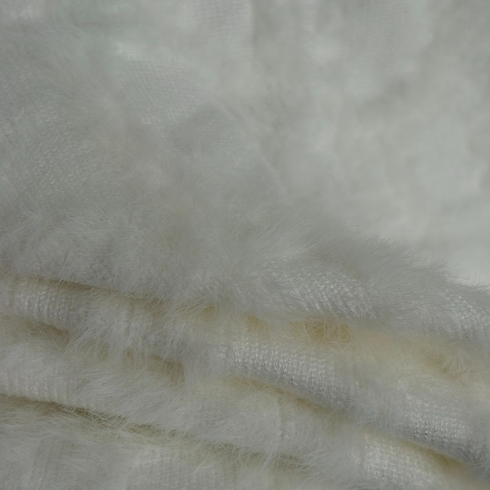 Plush Jacquard Lapel Zip Up Knit Cardigan