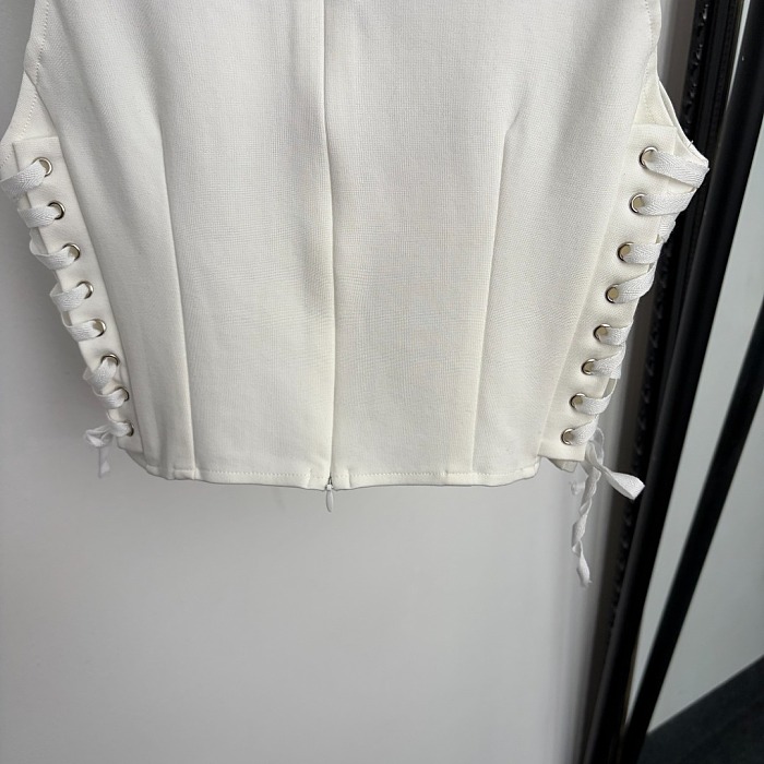 Side Lace Up Waist Fitted Crop Cami Top