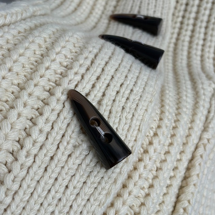 Toggle Button High Neck Chunky Wool Knit Cardigan Jacket